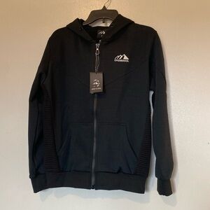 OHSNMAKSL ribbed full zip up hoody pocket lined black jacket coat small